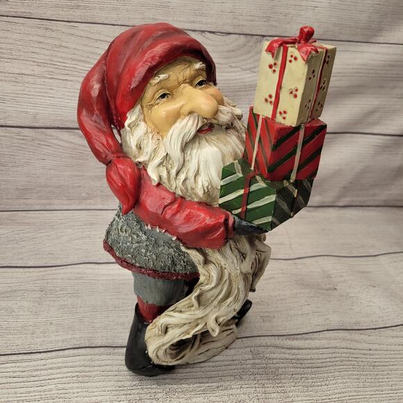Santa With Stack of Packages Figurine 10" Tall - Picture 2 of 10
